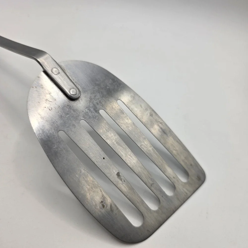 Vintage Ekco Eterna Slotted Spatula Black Atomic Starburst Stainless Steel USA